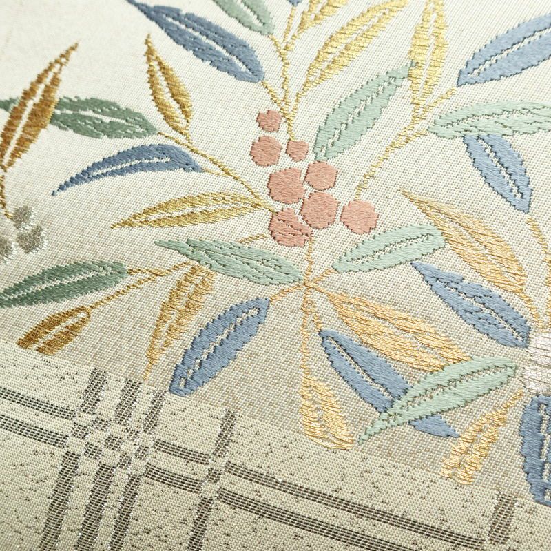 袋帯 六通柄 美品 フォーマル用 正絹 木の葉・植物柄 リサイクル帯 帯 入学式 卒業式 結婚式 七五三 パーティー お宮参り 上品 クリーム_画像3