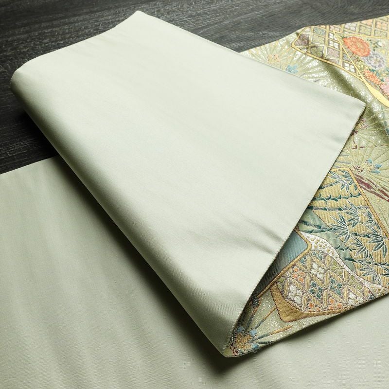 袋帯 六通柄 美品 フォーマル用 正絹 木の葉・植物柄 リサイクル帯 帯 入学式 卒業式 結婚式 七五三 パーティー お宮参り 上品 松 緑・うぐいす色_画像9