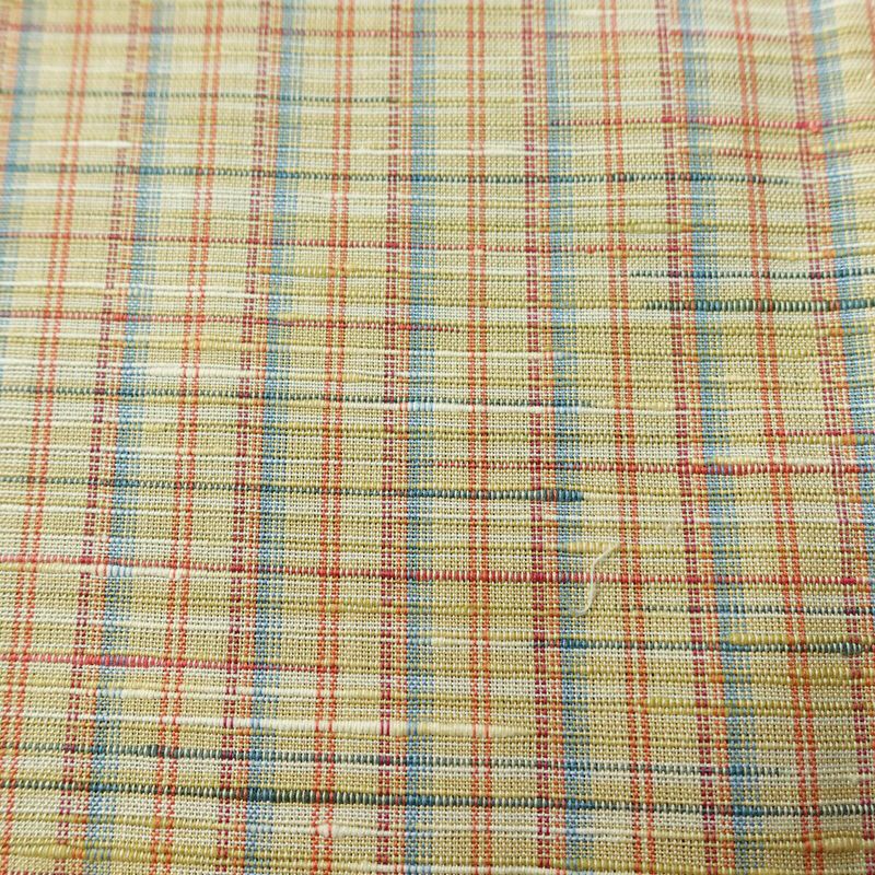 単衣 紬 良品 バチ衿仕立て 正絹 チェック・格子柄 単衣仕立て 身丈154.5cm 裄丈65cm リサイクル着物 着物 カジュアル ベージュ_画像7