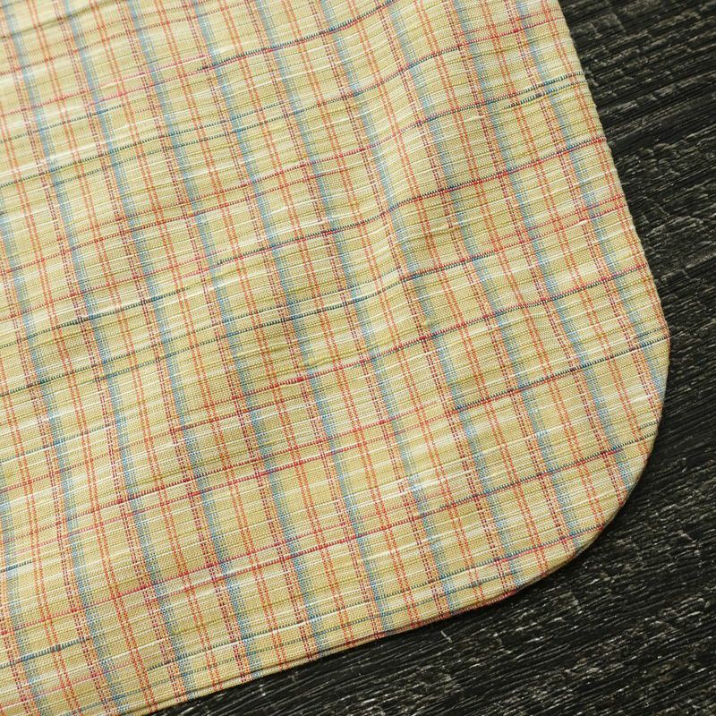 単衣 紬 良品 バチ衿仕立て 正絹 チェック・格子柄 単衣仕立て 身丈154.5cm 裄丈65cm リサイクル着物 着物 カジュアル ベージュ_画像16