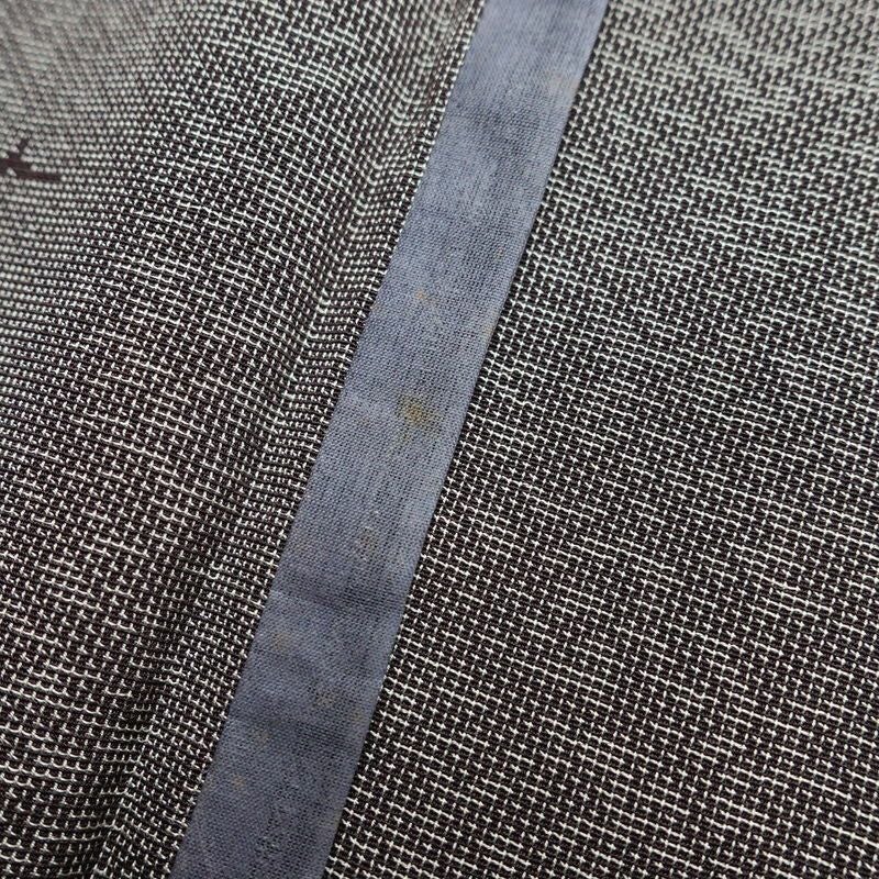 単衣 紬 バチ衿仕立て 正絹 木の葉・植物柄 単衣仕立て 身丈156cm 裄丈63.5cm リサイクル着物 着物 薄物 グレー_画像18