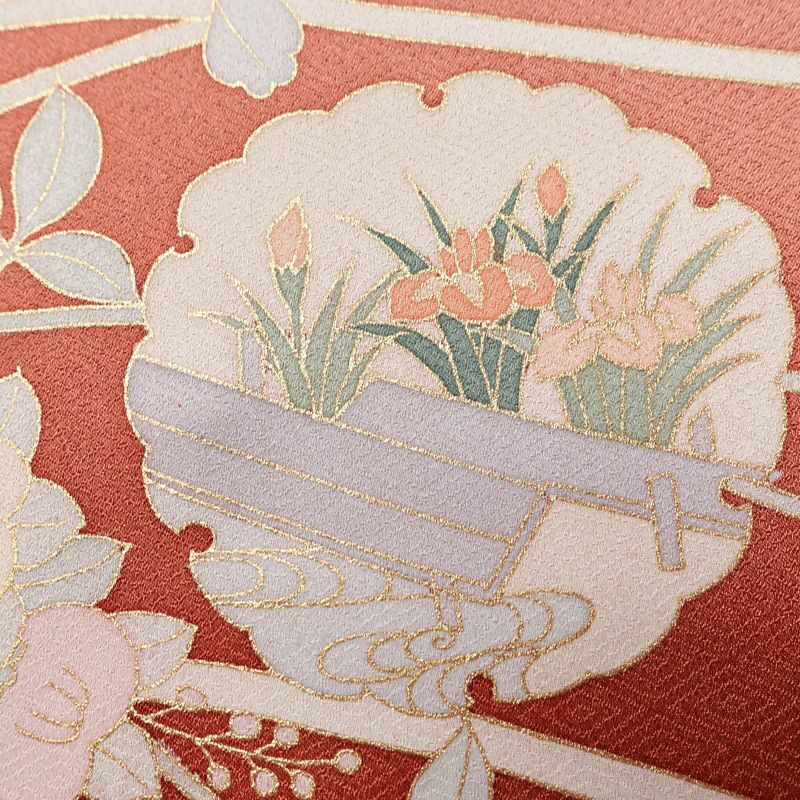 付け下げ 良品 綸子 一つ紋付き トールサイズ 正絹 花柄 袷仕立て 身丈169cm 裄丈68cm リサイクル着物 着物 箔 金彩 入学式 卒業式 結婚式 七五三 パーティー お宮参り フォーマル 菊 ピンク_画像9