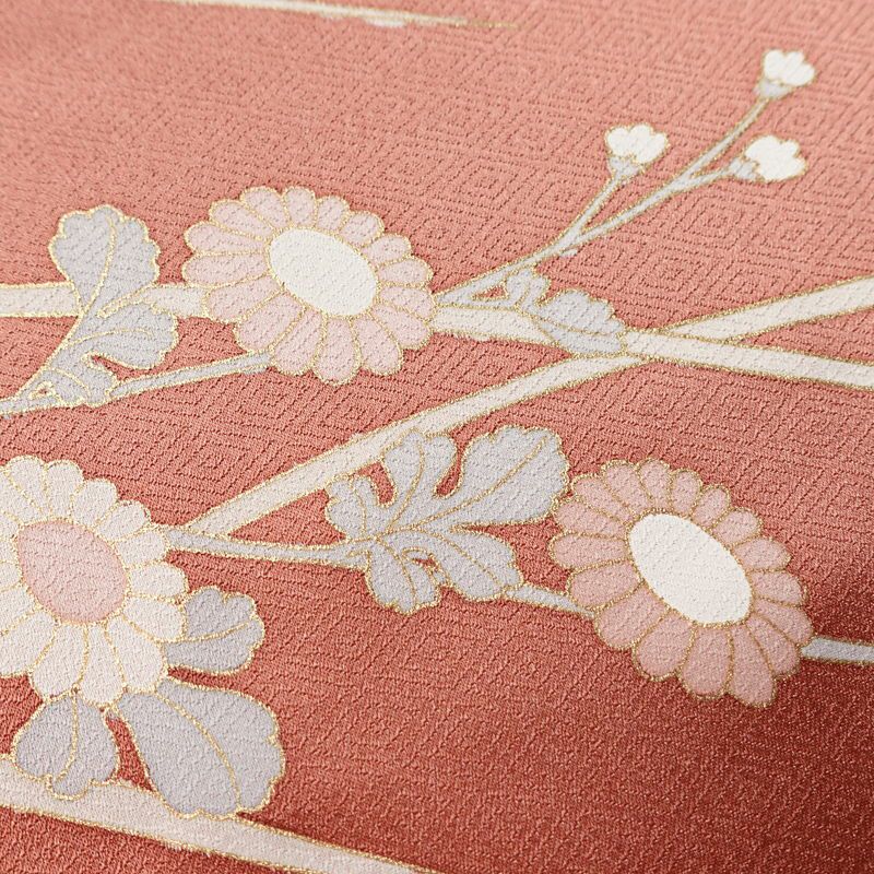 付け下げ 良品 綸子 一つ紋付き トールサイズ 正絹 花柄 袷仕立て 身丈169cm 裄丈68cm リサイクル着物 着物 箔 金彩 入学式 卒業式 結婚式 七五三 パーティー お宮参り フォーマル 菊 ピンク_画像10