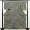 単衣 小紋 良品 縮緬 総柄 正絹 花柄 単衣仕立て 身丈157.5cm 裄丈64cm リサイクル着物 着物 青・紺_画像1