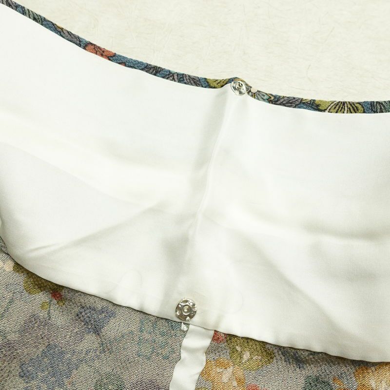 単衣 小紋 良品 縮緬 総柄 正絹 花柄 単衣仕立て 身丈157.5cm 裄丈64cm リサイクル着物 着物 青・紺_画像18