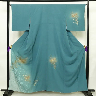 付け下げ 金駒刺繍 絞り 正絹 古典柄 袷仕立て 身丈158.5cm 裄丈65.5cm 