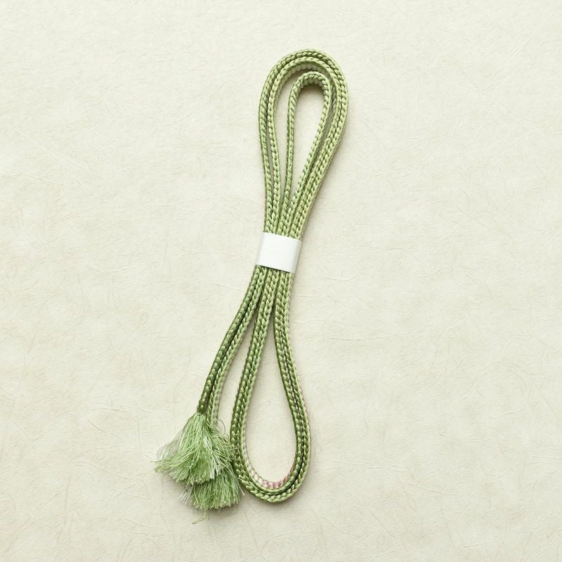 帯揚げ帯締めセット セット品 平組 正絹 古典柄 和装小物 緑・うぐいす色_画像14