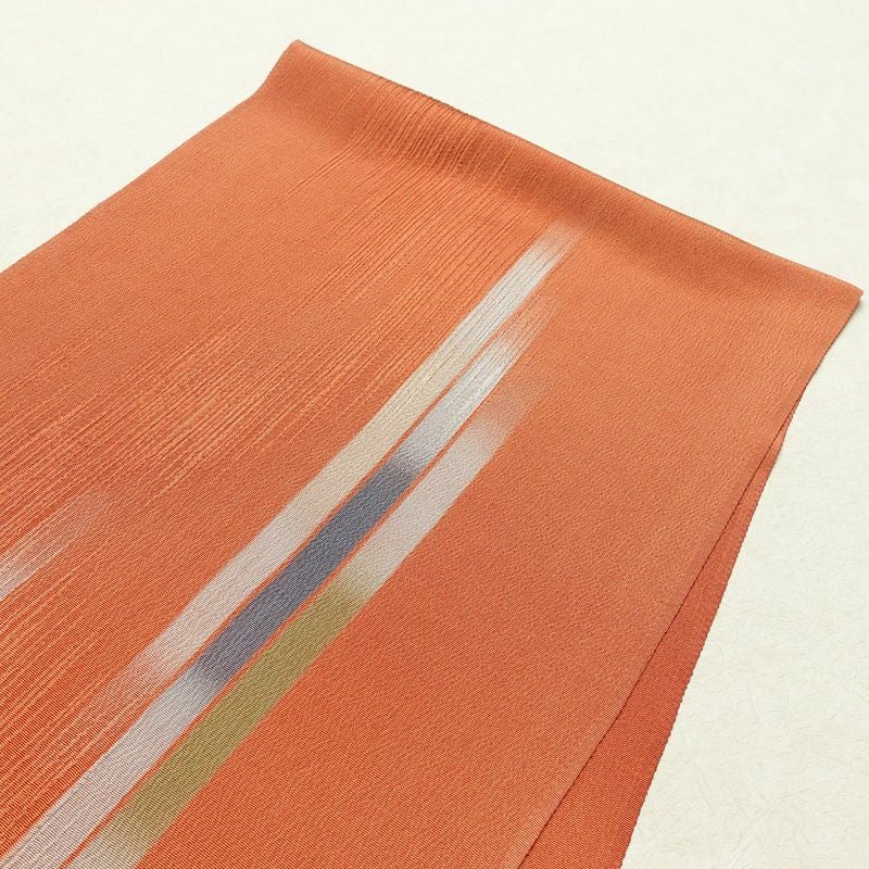 帯揚げ帯締めセット 美品 セット品 縮緬 正絹 幾何学柄・抽象柄 モダン 和装小物 橙_画像3