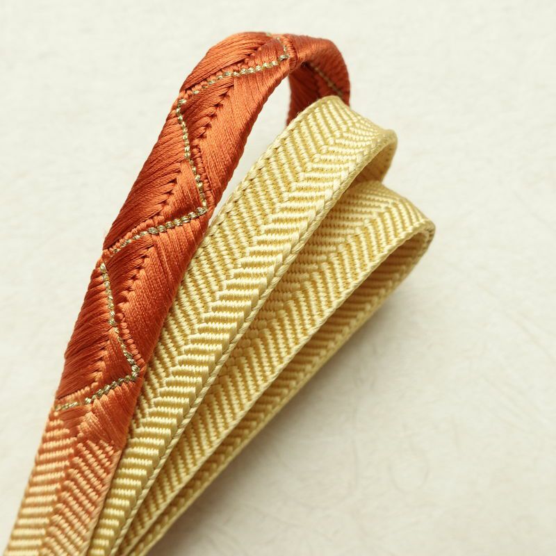 帯揚げ帯締めセット 美品 セット品 縮緬 正絹 幾何学柄・抽象柄 モダン 和装小物 橙_画像18