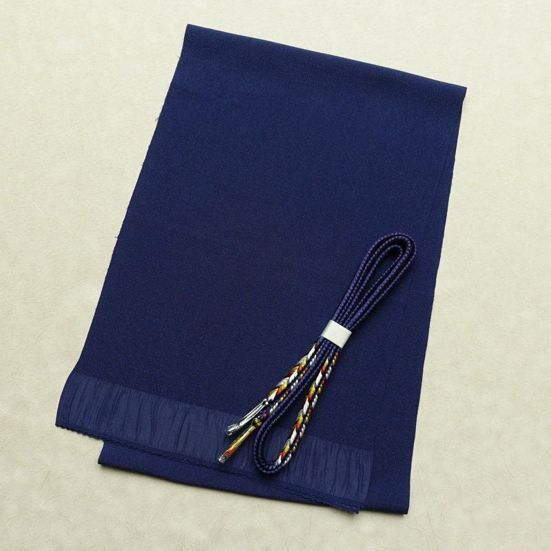 帯揚げ帯締めセット セット品 縮緬 正絹 古典柄 シンプル 和装小物 青・紺_画像1