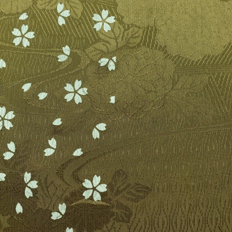 帯揚げ帯締めセット 美品 セット品 平組 正絹 花柄 フォーマル 菊 桜 和装小物 綸子 緑・うぐいす色_画像8