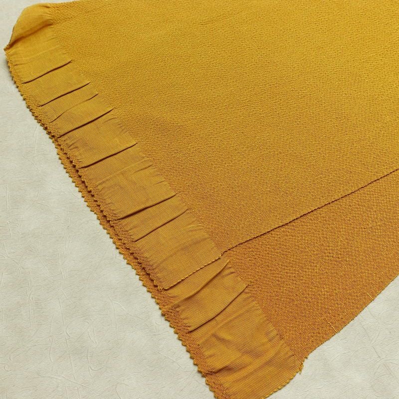 帯揚げ帯締めセット 良品 セット品 縮緬 正絹 無地 シンプル 和装小物 黄・黄土色_画像5