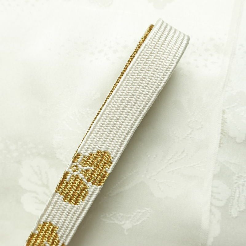 帯揚げ帯締めセット 良品 セット品 平組 正絹 花柄 結婚式 留袖用 フォーマル 菊 白_画像2