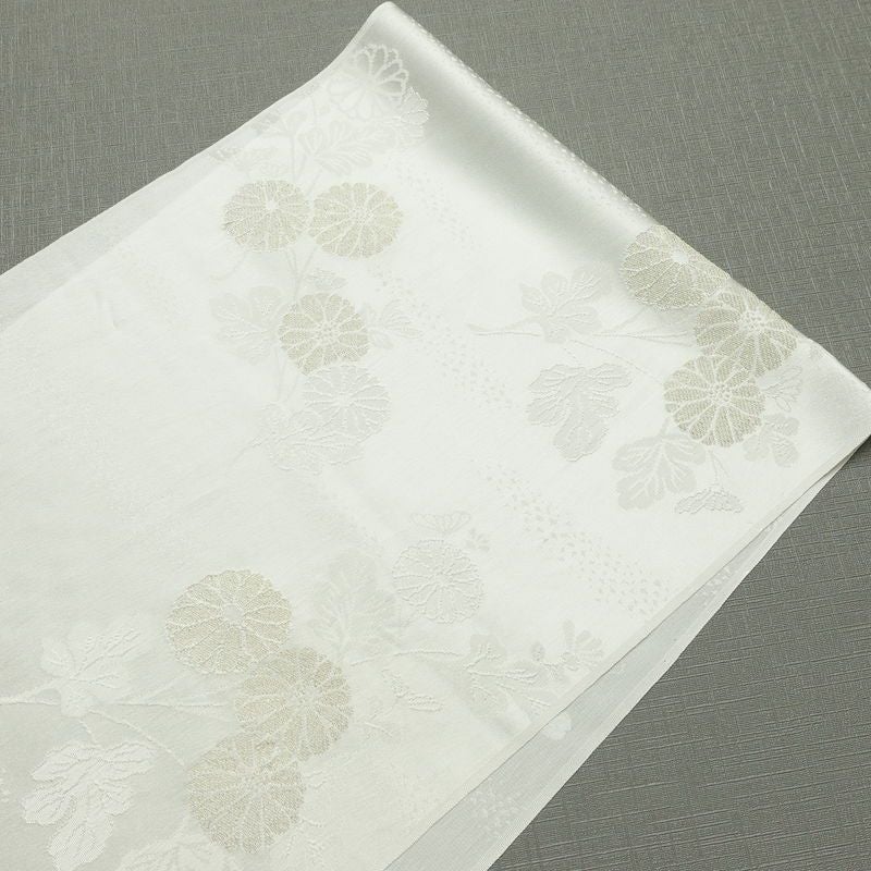 帯揚げ帯締めセット 良品 セット品 平組 正絹 花柄 結婚式 留袖用 フォーマル 菊 白_画像3