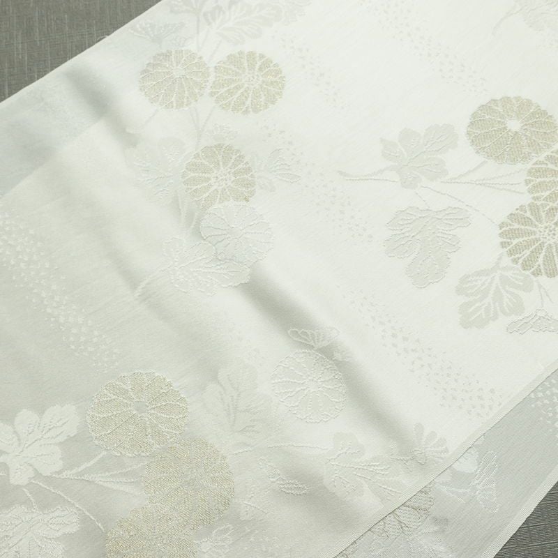 帯揚げ帯締めセット 良品 セット品 平組 正絹 花柄 結婚式 留袖用 フォーマル 菊 白_画像4