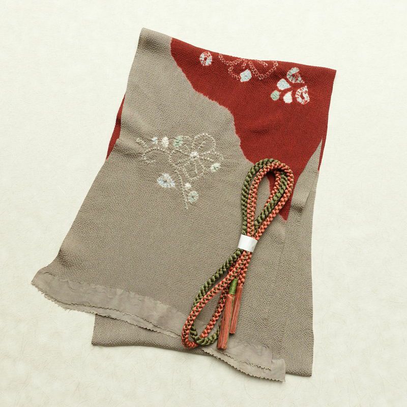 帯揚げ帯締めセット セット品 縮緬 正絹 絞り 丸組 花柄 多色使い_画像1