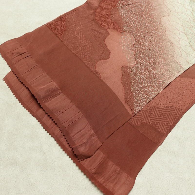 帯揚げ帯締めセット 美品 セット品 平組 正絹 古典柄 フォーマル 和装小物 芝 紗綾形 小豆・エンジ_画像5