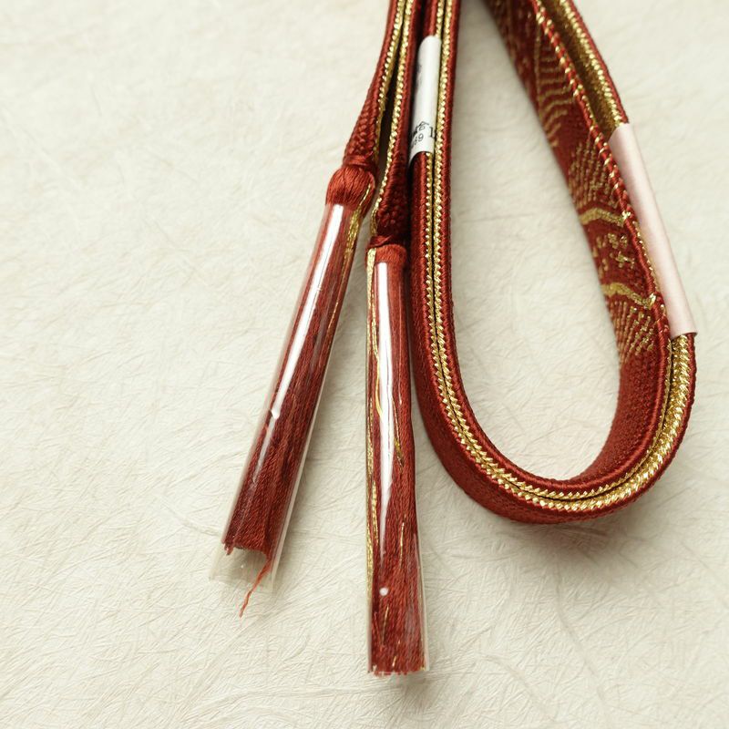 帯揚げ帯締めセット 美品 セット品 平組 正絹 古典柄 フォーマル 和装小物 芝 紗綾形 小豆・エンジ_画像17