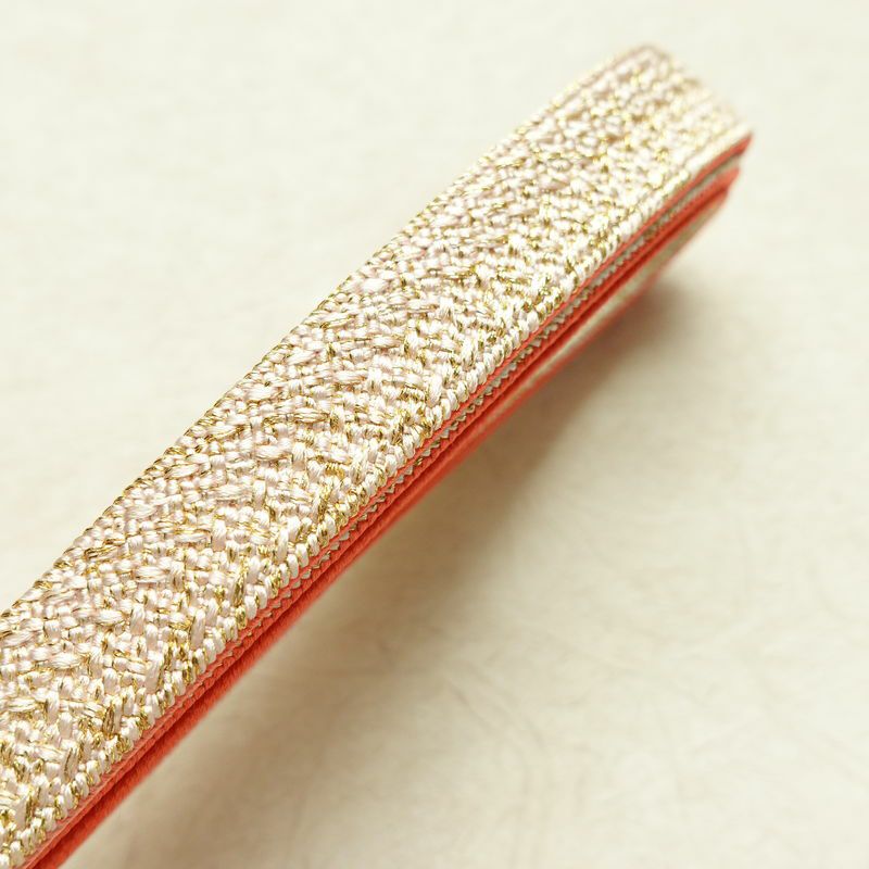 帯揚げ帯締めセット 良品 セット品 平組 正絹 花柄 フォーマル 桜 金糸 綸子 和装小物 ピンク_画像18