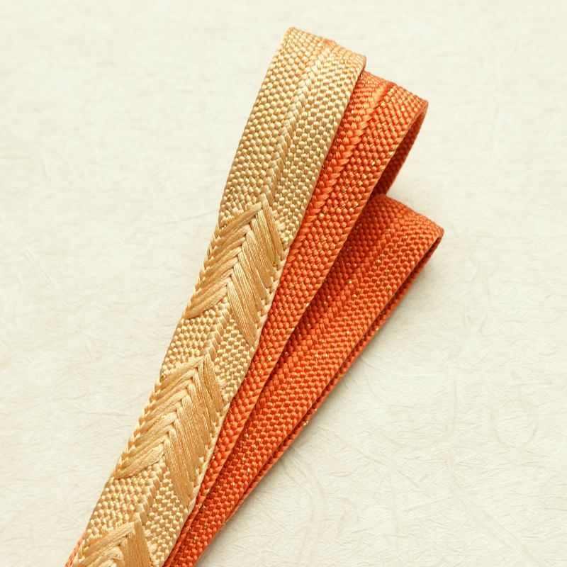 帯揚げ帯締めセット 良品 セット品 平組 正絹 花柄 金彩 フォーマル 桜 緑・うぐいす色_画像19