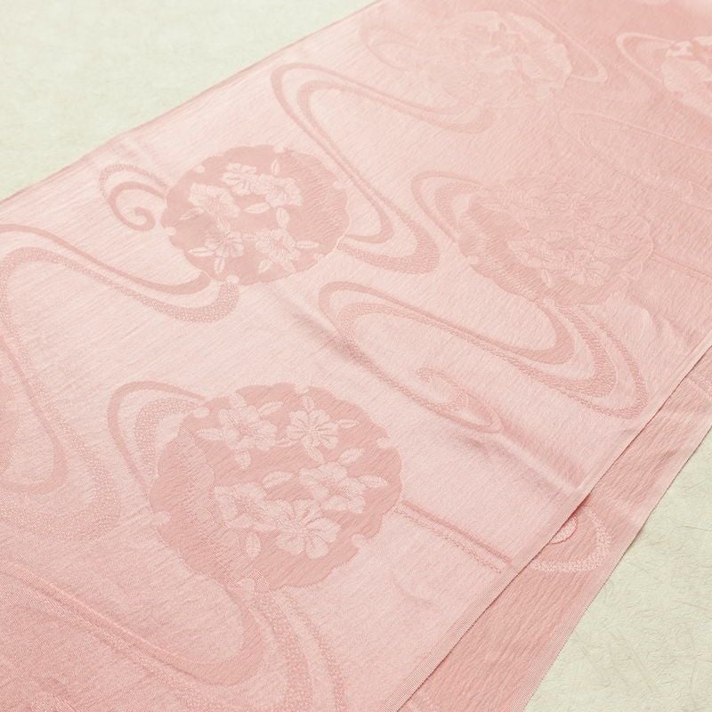 帯揚げ帯締めセット 良品 セット品 平組 正絹 古典柄 和装小物 雪輪 流水 ピンク_画像4