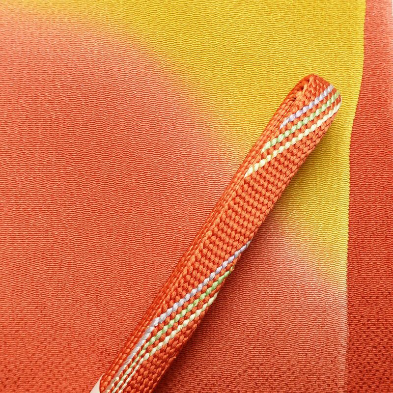 帯揚げ帯締めセット 美品 セット品 縮緬 正絹 流水・波柄 ぼかし 和装小物 橙_画像2