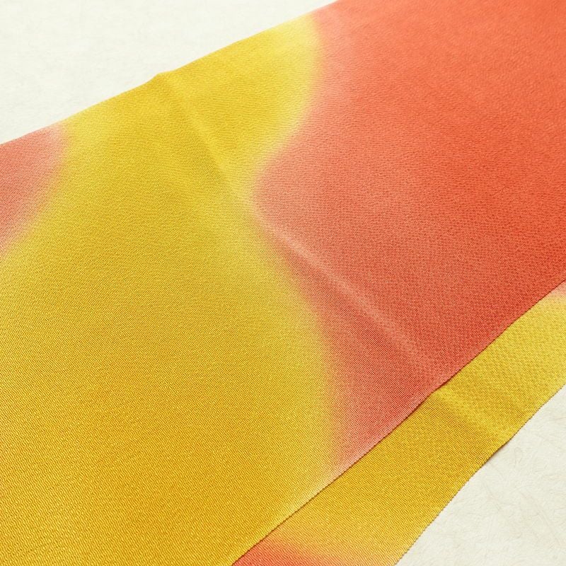 帯揚げ帯締めセット 美品 セット品 縮緬 正絹 流水・波柄 ぼかし 和装小物 橙_画像4
