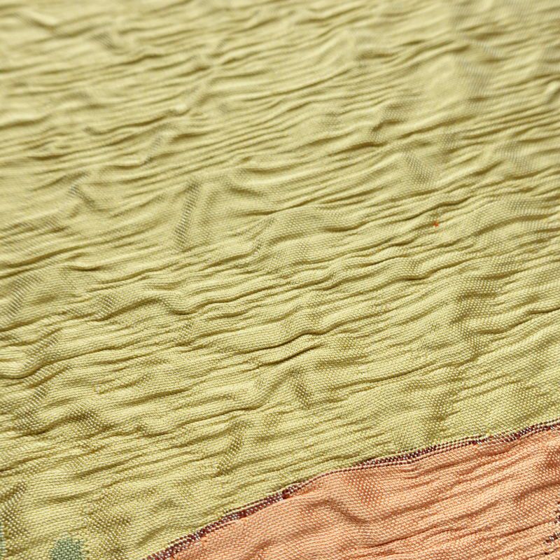 名古屋帯 太鼓柄 ふくれ織 正絹 花柄 通し仕立て なごや帯 リサイクル帯 帯 ピンク_画像6