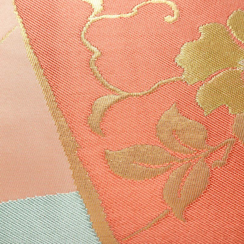 名古屋帯 六通柄 良品 正絹 花柄 名古屋仕立て なごや帯 リサイクル帯 帯 引箔 ピンク_画像3