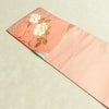 名古屋帯 六通柄 良品 正絹 花柄 名古屋仕立て なごや帯 リサイクル帯 帯 引箔 ピンク_画像14