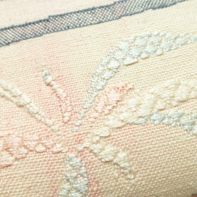 名古屋帯 太鼓柄 正絹 木の葉・植物柄 松葉仕立て なごや帯 リサイクル帯 帯 紬地 ピンク_画像8