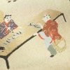 名古屋帯 太鼓柄 正絹 人物・動物柄 名古屋仕立て なごや帯 リサイクル帯 帯 箔 金糸 銀糸 ベージュ_画像3