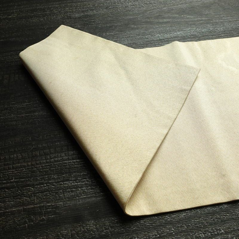 名古屋帯 太鼓柄 正絹 人物・動物柄 名古屋仕立て なごや帯 リサイクル帯 帯 箔 金糸 銀糸 ベージュ_画像9