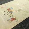名古屋帯 太鼓柄 正絹 人物・動物柄 名古屋仕立て なごや帯 リサイクル帯 帯 箔 金糸 銀糸 ベージュ_画像10