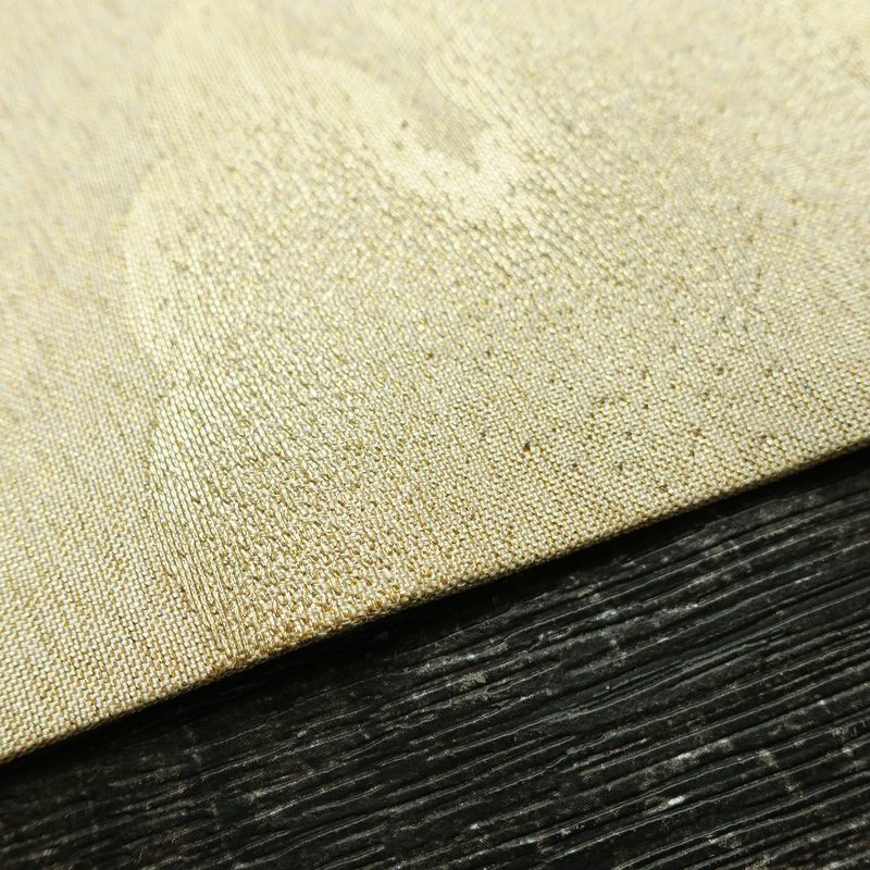 名古屋帯 太鼓柄 正絹 人物・動物柄 名古屋仕立て なごや帯 リサイクル帯 帯 箔 金糸 銀糸 ベージュ_画像11