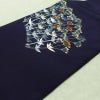 名古屋帯 太鼓柄 金駒刺繍 正絹 木の葉・植物柄 名古屋仕立て なごや帯 リサイクル帯 帯 刺繍 銀彩 紫・藤色_画像11