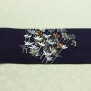 名古屋帯 太鼓柄 金駒刺繍 正絹 木の葉・植物柄 名古屋仕立て なごや帯 リサイクル帯 帯 刺繍 銀彩 紫・藤色_画像15