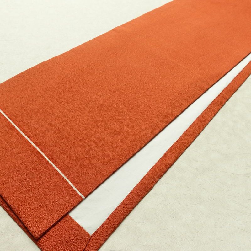 名古屋帯 全通柄 縮緬 正絹 無地 通し仕立て なごや帯 リサイクル帯 帯 シンプル 橙_画像7