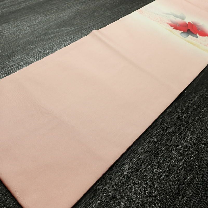 名古屋帯 太鼓柄 正絹 花柄 名古屋仕立て なごや帯 リサイクル帯 帯 銀彩 シンプル ピンク_画像8