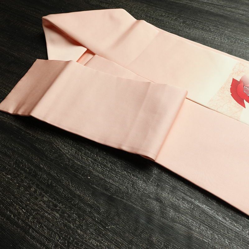 名古屋帯 太鼓柄 正絹 花柄 名古屋仕立て なごや帯 リサイクル帯 帯 銀彩 シンプル ピンク_画像20