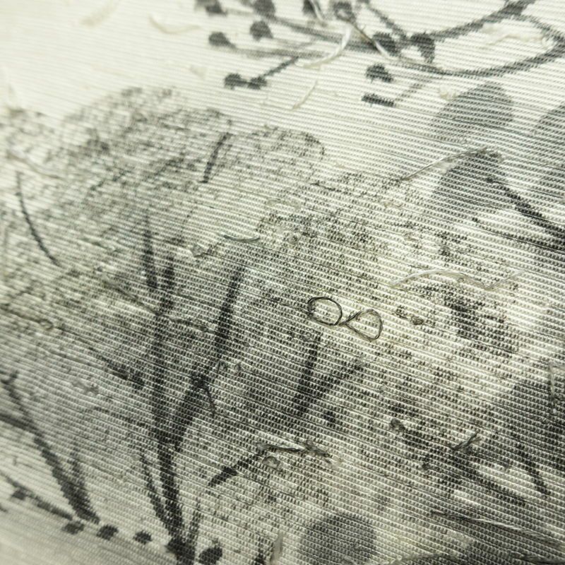 名古屋帯 髭紬 太鼓柄 良品 落款入り 正絹 風景柄 名古屋仕立て なごや帯 リサイクル帯 帯 白_画像7