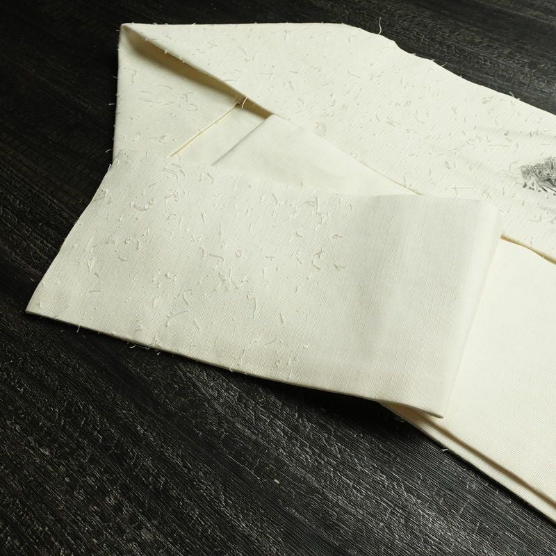 名古屋帯 髭紬 太鼓柄 良品 落款入り 正絹 風景柄 名古屋仕立て なごや帯 リサイクル帯 帯 白_画像21