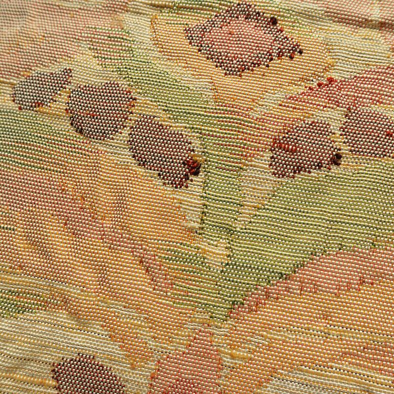 名古屋帯 六通柄 ふくれ織 正絹 花柄 通し仕立て なごや帯 リサイクル帯 帯 クリーム_画像3