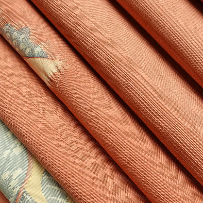 名古屋帯 太鼓柄 良品 正絹 風景柄 通し仕立て なごや帯 リサイクル帯 帯 ピンク_画像18