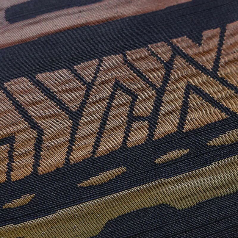 名古屋帯 六通柄 良品 ふくれ織 正絹 幾何学柄・抽象柄 通し仕立て なごや帯 リサイクル帯 帯 モダン 青・紺_画像3