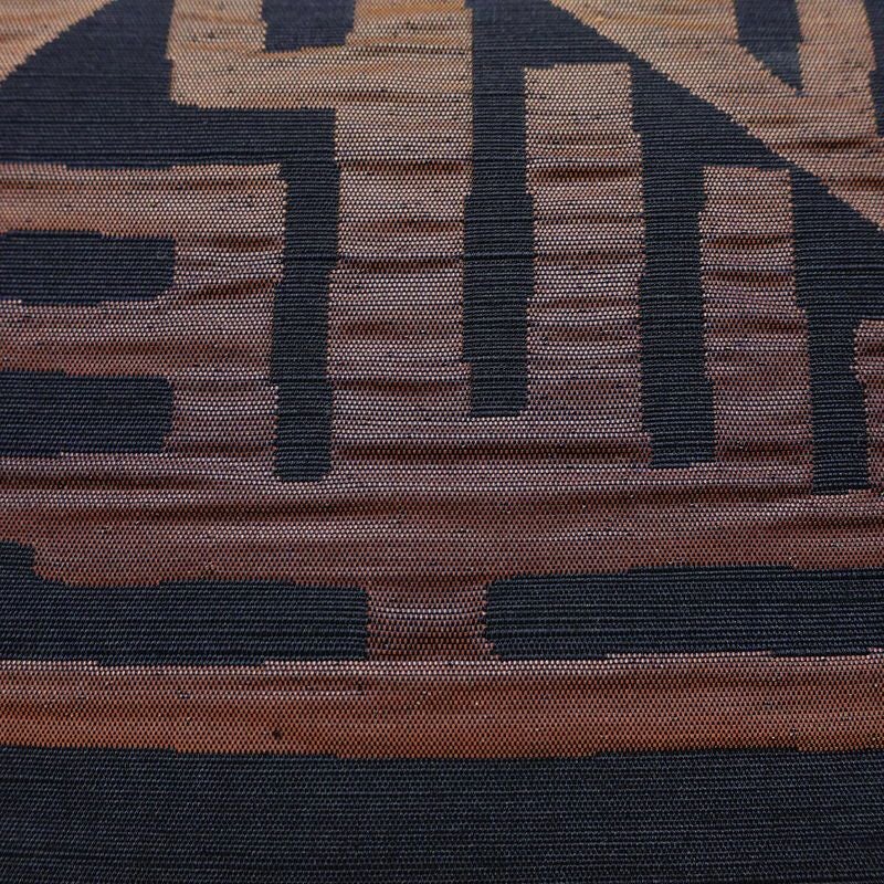 名古屋帯 六通柄 良品 ふくれ織 正絹 幾何学柄・抽象柄 通し仕立て なごや帯 リサイクル帯 帯 モダン 青・紺_画像4