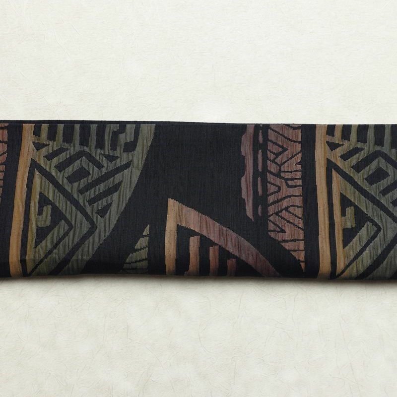 名古屋帯 六通柄 良品 ふくれ織 正絹 幾何学柄・抽象柄 通し仕立て なごや帯 リサイクル帯 帯 モダン 青・紺_画像14