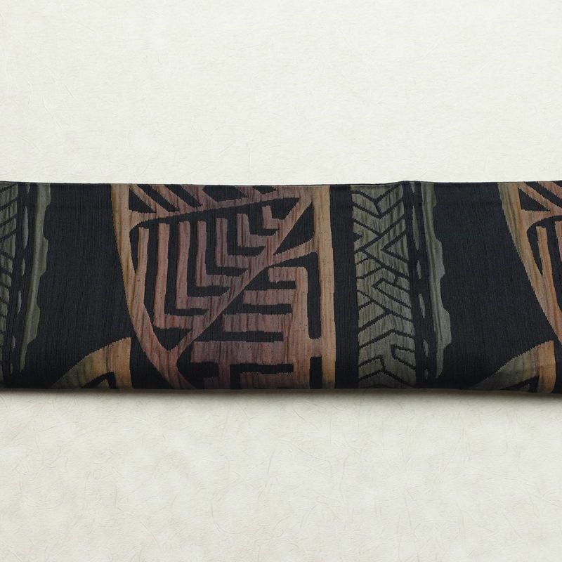 名古屋帯 六通柄 良品 ふくれ織 正絹 幾何学柄・抽象柄 通し仕立て なごや帯 リサイクル帯 帯 モダン 青・紺_画像15