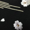 付け下げ 良品 しつけ糸付き 縮緬 正絹 古典柄 袷仕立て 身丈168.5cm 裄丈68cm リサイクル着物 着物 刺繍 箔 共八掛 卒業式 パーティー フォーマル シンプル 松 桜 黒_画像9