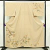 付け下げ 美品 しつけ糸付き 縮緬 正絹 木の葉・植物柄 袷仕立て 身丈157.5cm 裄丈67cm リサイクル着物 着物 刺繍 共八掛 金彩 七五三 フォーマル 紅葉 ベージュ_画像1